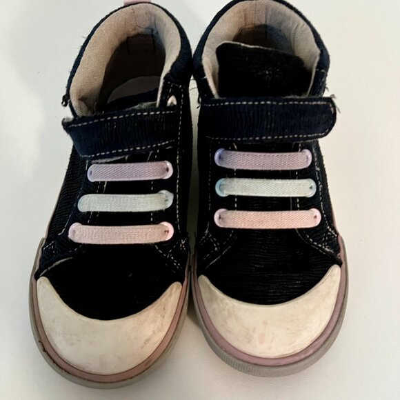See Kai Run Toddler Girl Hi-Top Sneakers - Size 11, dark blue w/ pastel accents - Picture 4 of 7